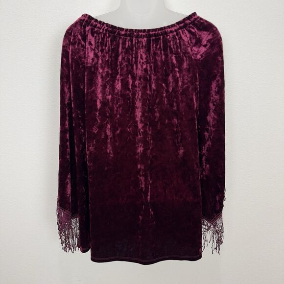 Fairy Grunge Whimsigoth Top Womens Medium Burgundy Velvet Witchy‎ Vampire Goth - Picture 6 of 11